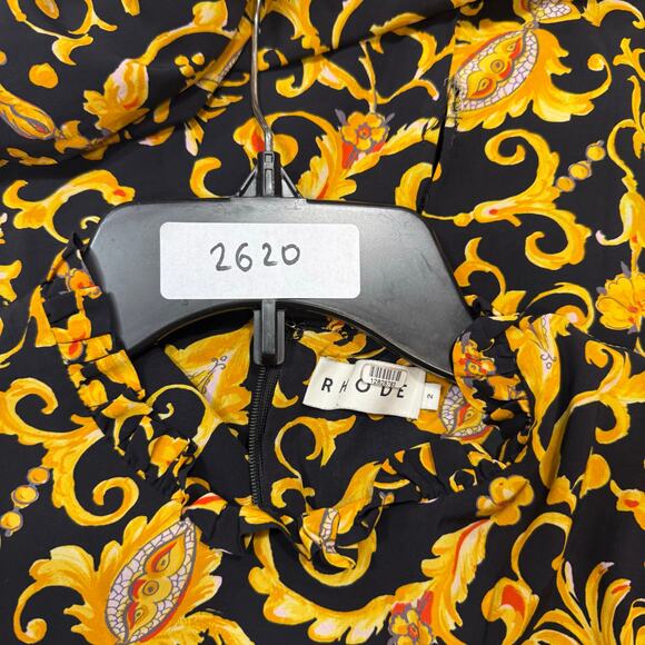 RHODE Felix Dress yellow/black floral maxi dress Size 2 - Picture 2 of 7